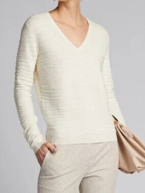 Theory Cream Zebra Plush Wool Blend Sweater M